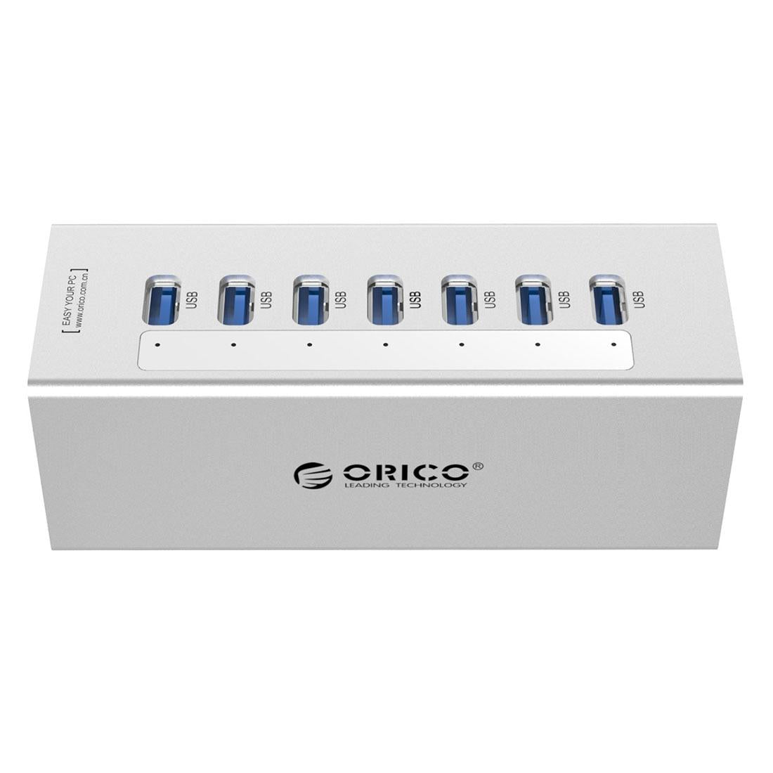 7-Port Aluminum Usb 3.0 Hub For Laptops - Silver