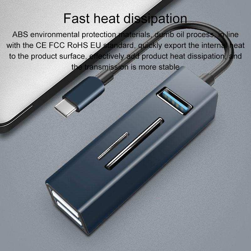 5-In-1 Usb3.0 Hub Adapter 3X Usb + Sd / Tf Reader - Silver