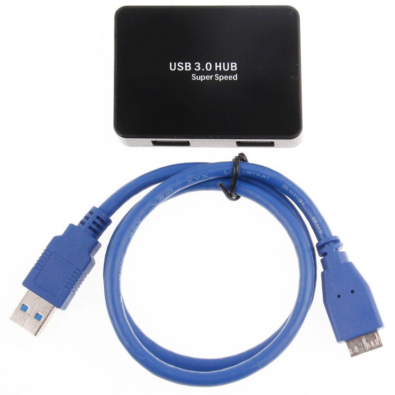 4-Port Usb 3.0 Hub + 60Cm Cable Fast Data Transfer - White