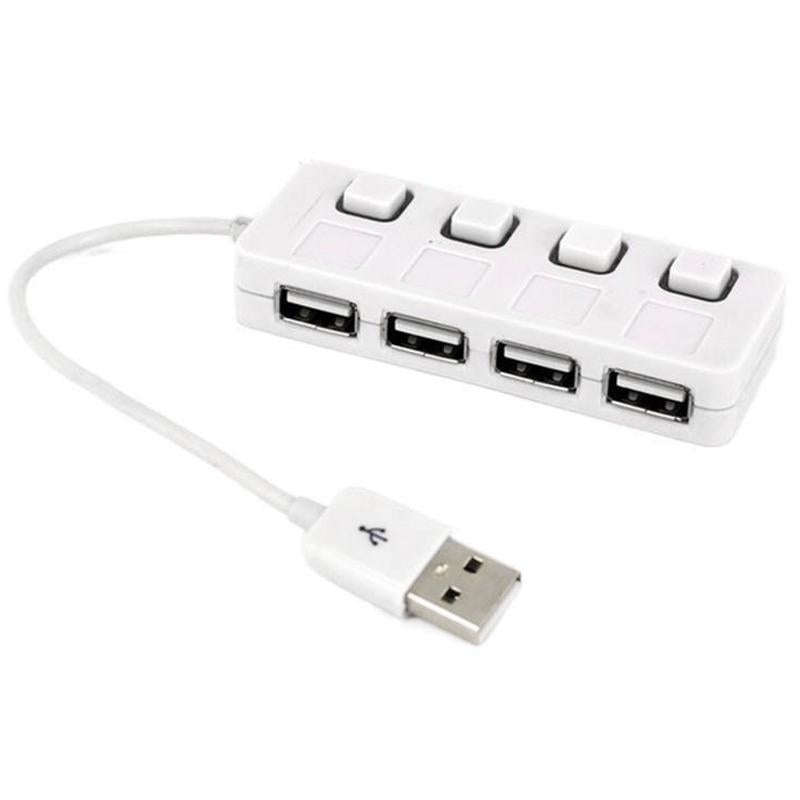 4-Port Usb 2.0 Hub With Switches - White
