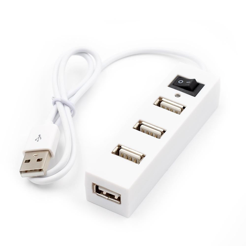 4-Port Usb 2.0 Hub With Switch - White