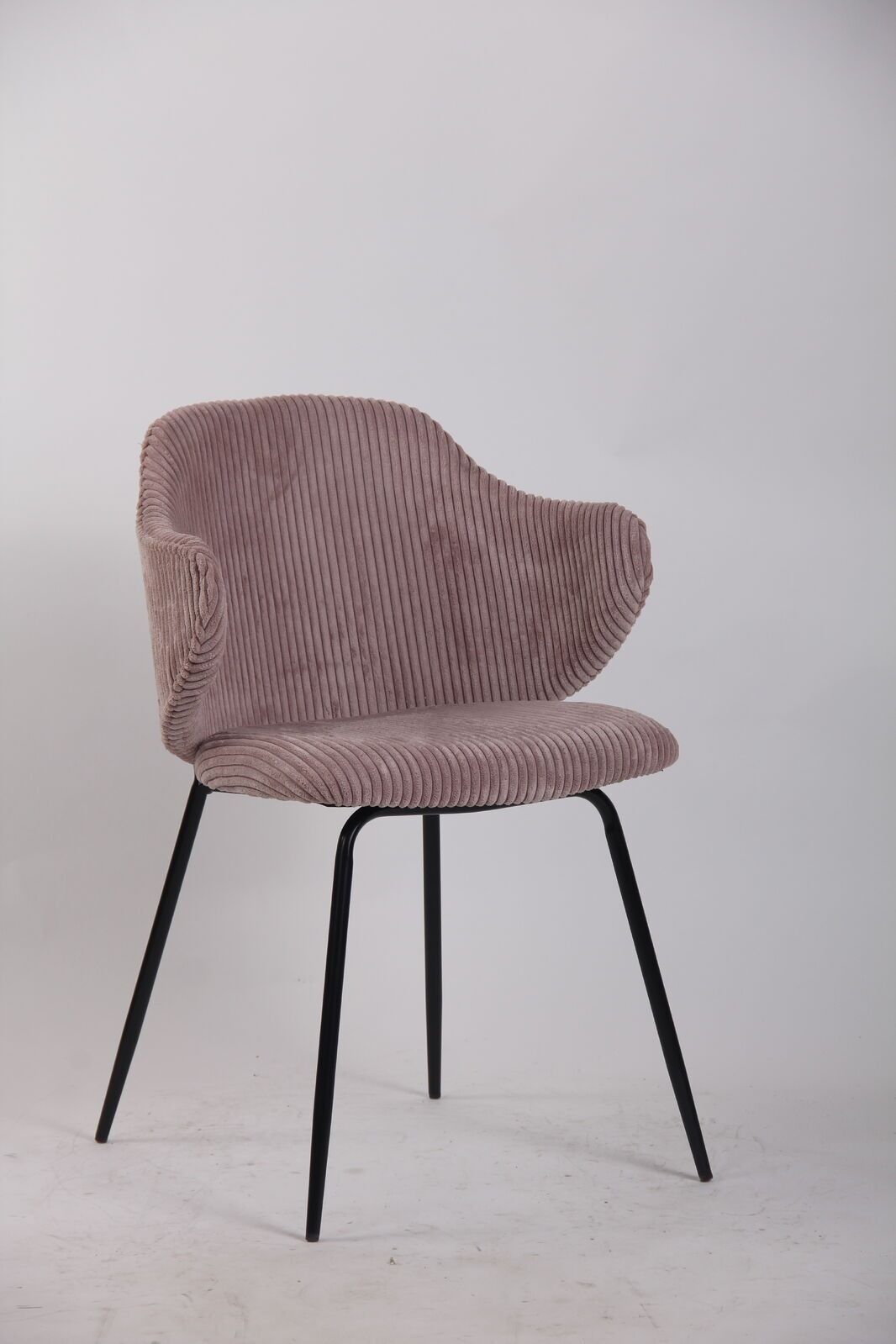Set of 2 Dining Chairs with Corduroy Cord Fabric in Pink