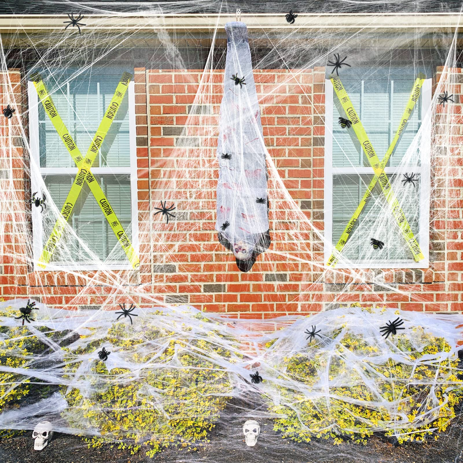 HALLOWEEN STRETCHABLE SPIDER WEB Spooky Decoration with Spiders Party Decor Ghost