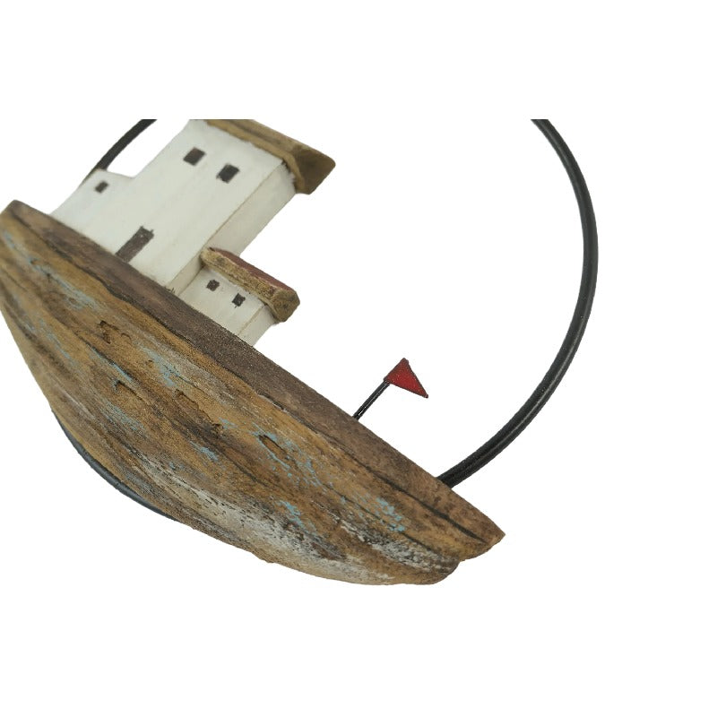 Set 2 Handcrafted Round Boat / Beach Wall Art 28cm