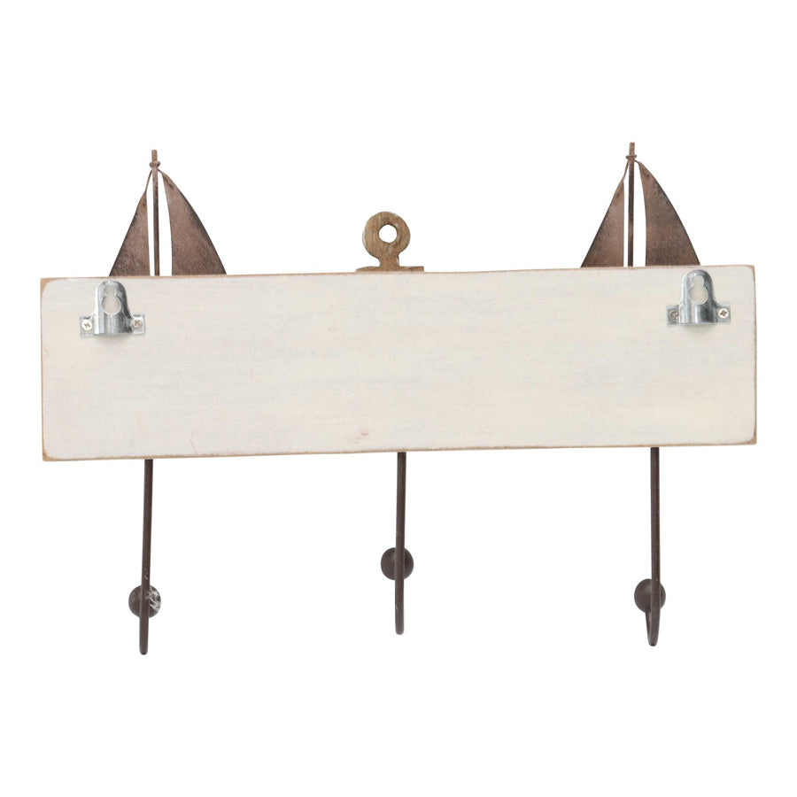 Boat & Anchor 3 Hook Wall Hanging 28x4cm