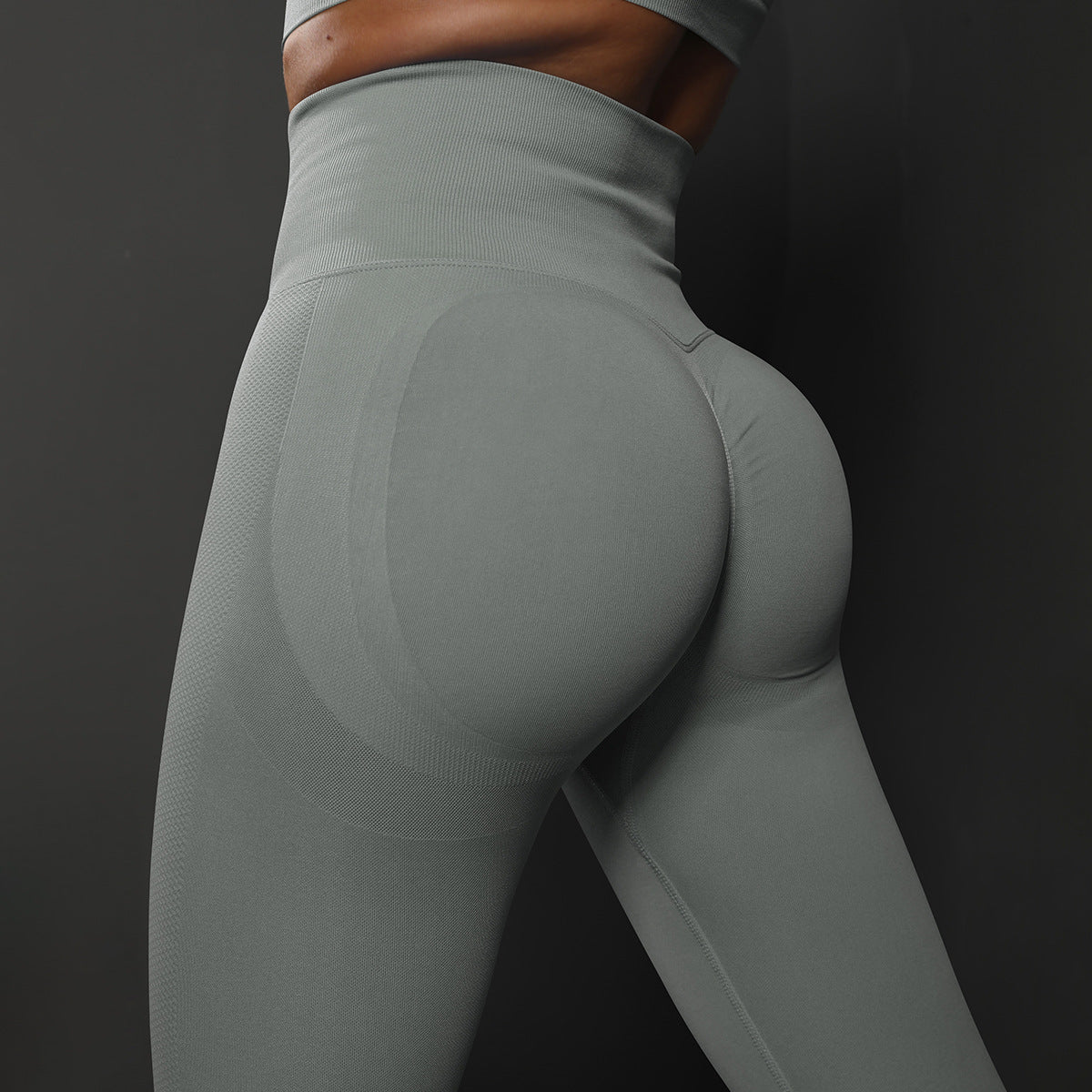 Size L Light Grey Seamless High-Waisted Yoga Pants for Women - Lift Workout Leggings for Running, Gym, and Fitness