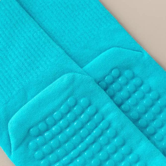 3 Pcs Blue Non-Slip Yoga Socks with Cross Straps - Cotton Pilates Dance Socks for Women, Lightweight Comfort