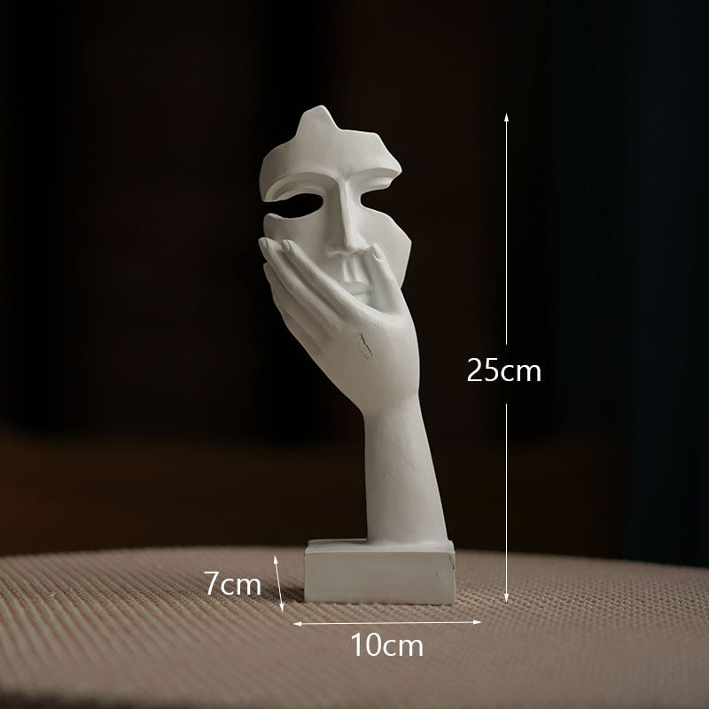 White Style 2 Elegant Abstract Face Sculpture - Modern Resin Art Figurine, Hand & Mask Home Decor Accent