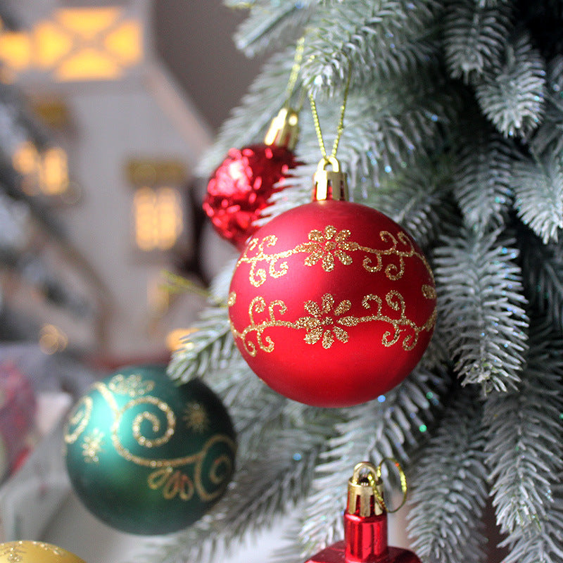 Bear 72-Piece Christmas Bauble Set - Hand-Painted House and Round Ornaments