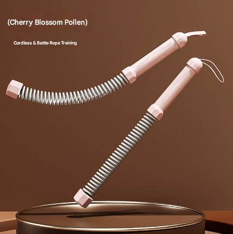 Pink Heavy Cordless Battle Rope - Portable Weighted Fitness Rope for Home Gym Strength & Cardio Training