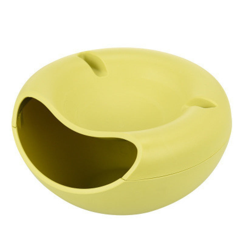 Green Creative Lazy Snack Bowl with Phone Holder - Dual-Layer Dish for Nuts & Seeds