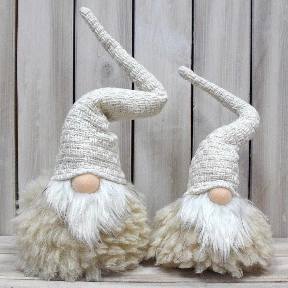 Off White Charming Handcrafted Christmas Gnome - Nordic Tomte Plush Figurine for Holiday Decor(11*11*36cm)