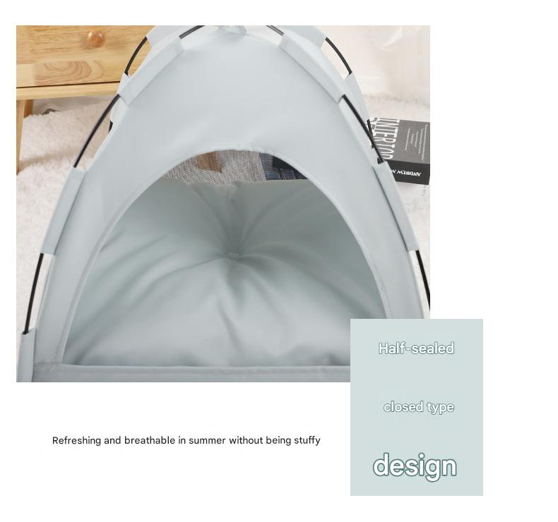 Green Premium Portable Pet Tent Bed with Cooling Mat - Breathable Foldable Outdoor Indoor Cat Dog House Shelter for Summer(Size: S)