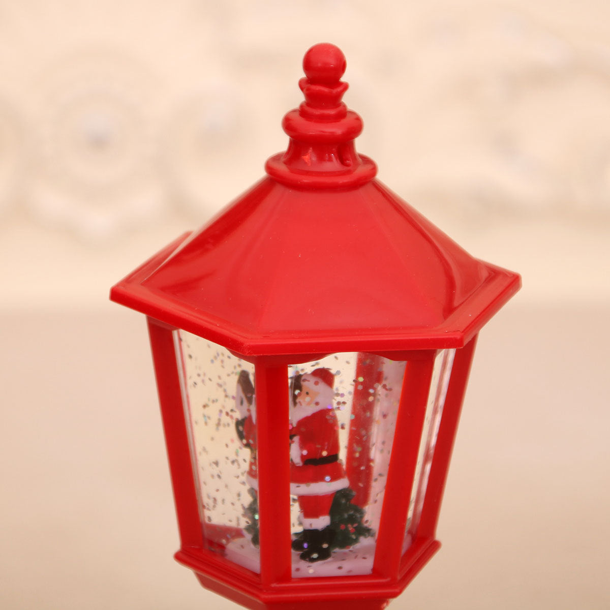 Festive LED Christmas Snow Globe Lantern - Glittering Tabletop Decoration with Santa/Snowman Scene, Dual Power(Bronze)