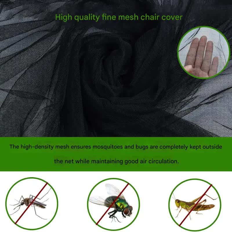 Portable Outdoor Chair Cover with Mosquito Net & Sun Canopy - UV & Water-Resistant Shelter for Camping & Fishing(black 205*125*205CM)