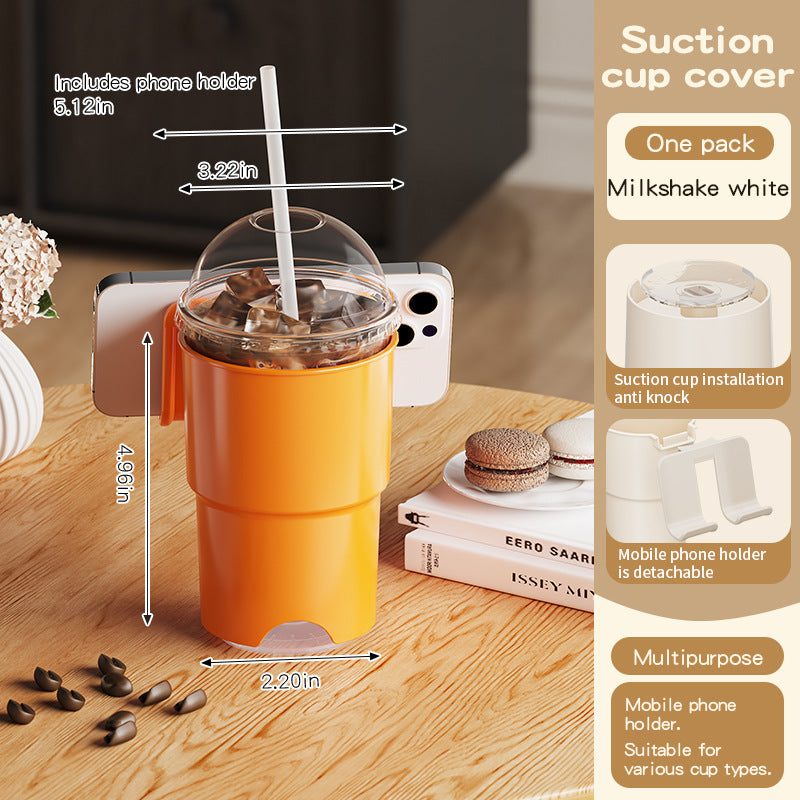 Multi-Purpose Anti-Spill Cup Holder with Suction Base & Detachable Phone Stand(orange)