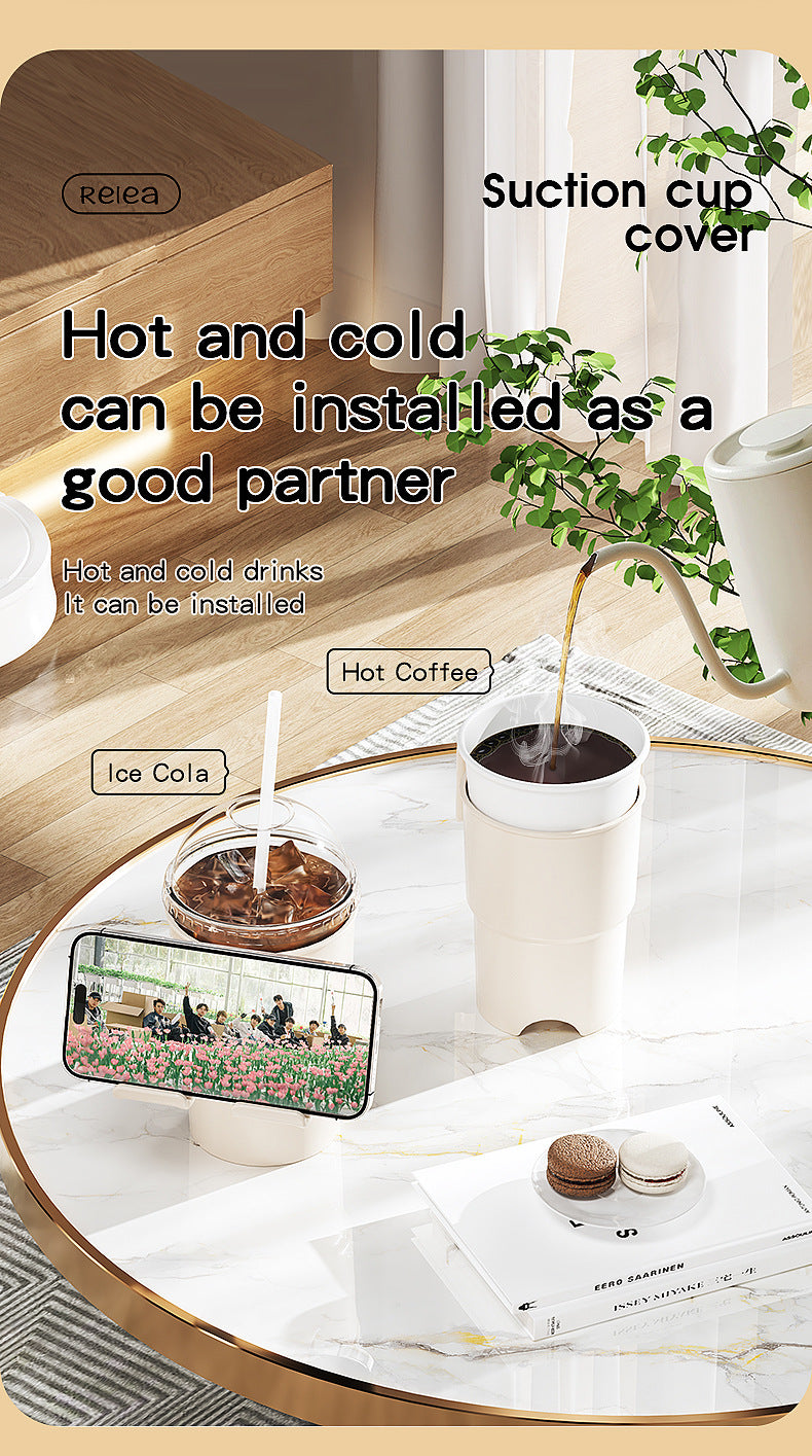 Multi-Purpose Anti-Spill Cup Holder with Suction Base & Detachable Phone Stand(pink)