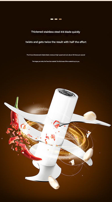 Powerful Mini Electric Food Chopper - USB Rechargeable Cordless Garlic & Meat Mincer(green 320ml + 6-blade knife)