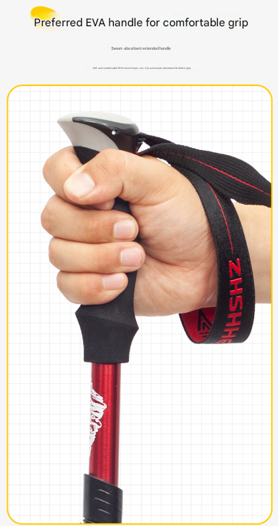 Short Black Ultralight Foldable Hiking Pole - Adjustable Aluminium Trekking Stick with EVA Grip for Outdoor Walking & Climbing