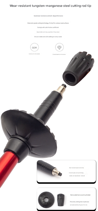 Long Black Ultralight Foldable Hiking Pole - Adjustable Aluminium Trekking Stick with EVA Grip for Outdoor Walking & Climbing