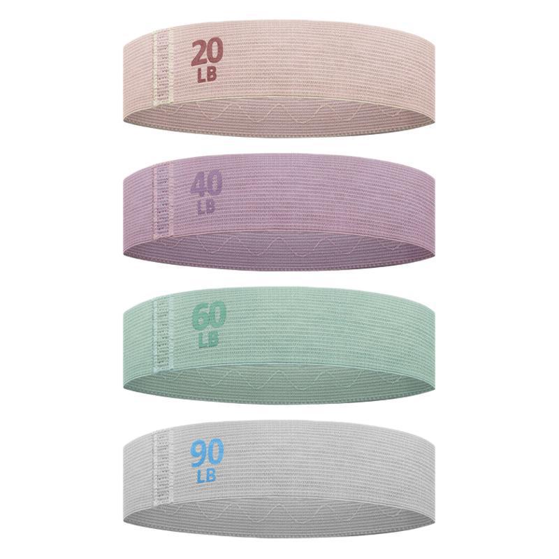 Colorful Fabric Resistance Bands for Legs and Glutes - Set of 4 Non-Slip Workout Loops