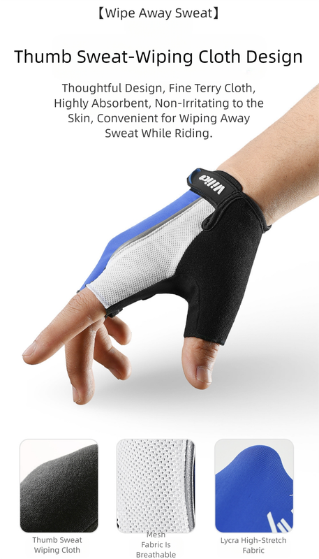 Size L Blue Padded Half-Finger Cycling Gloves - Breathable Shock-Absorbing Workout Gloves for Gym & Fitness