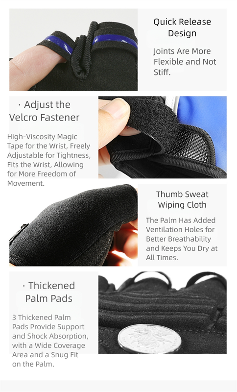 Size XL Blue Padded Half-Finger Cycling Gloves - Breathable Shock-Absorbing Workout Gloves for Gym & Fitness