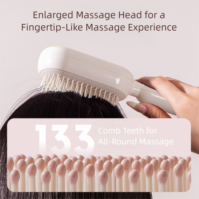 Pink Innovative Self-Cleaning Cushion Hairbrush - Retractable Bristle Detangling & Scalp Massager